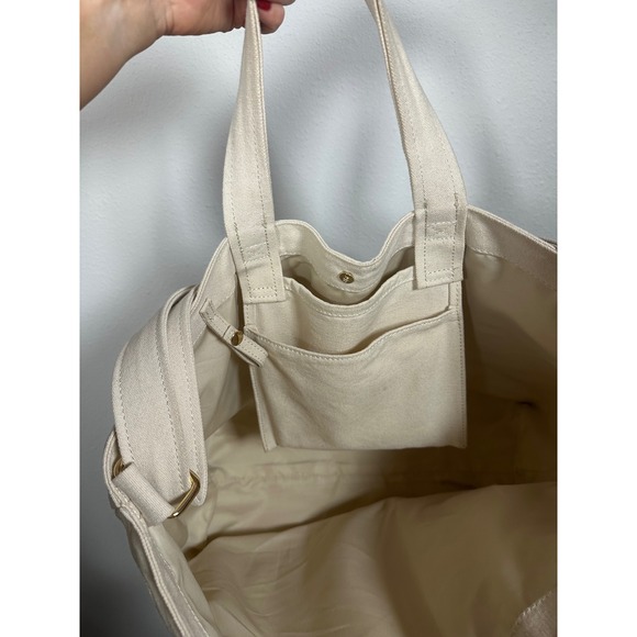 BaubleBar Large Canvas Icon Tote Bag "J" Monogram Beach Theme Patches and Charm - Picture 6 of 6